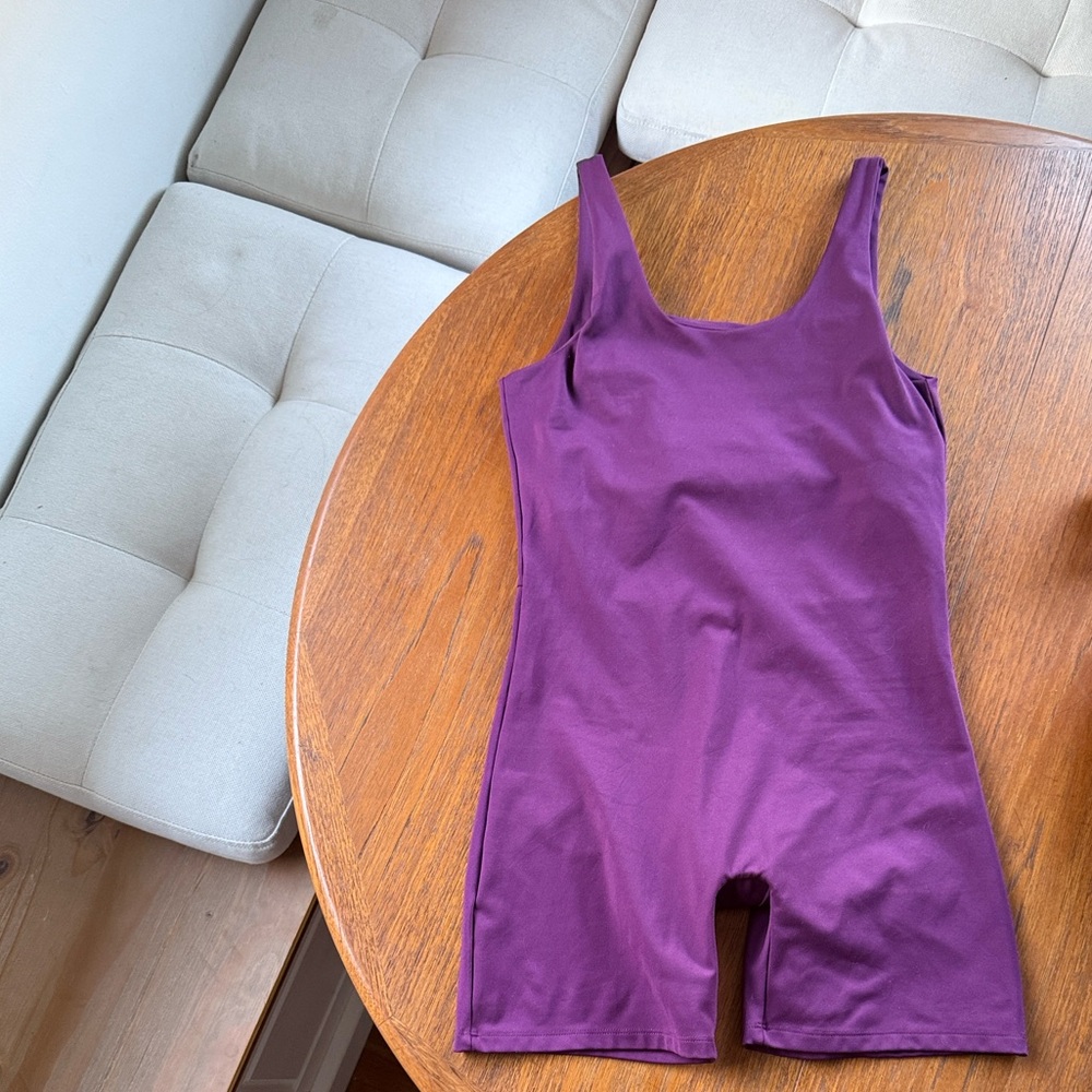 Girlfriend Collective Eggplant Bike Unitard - Picture 2 of 5